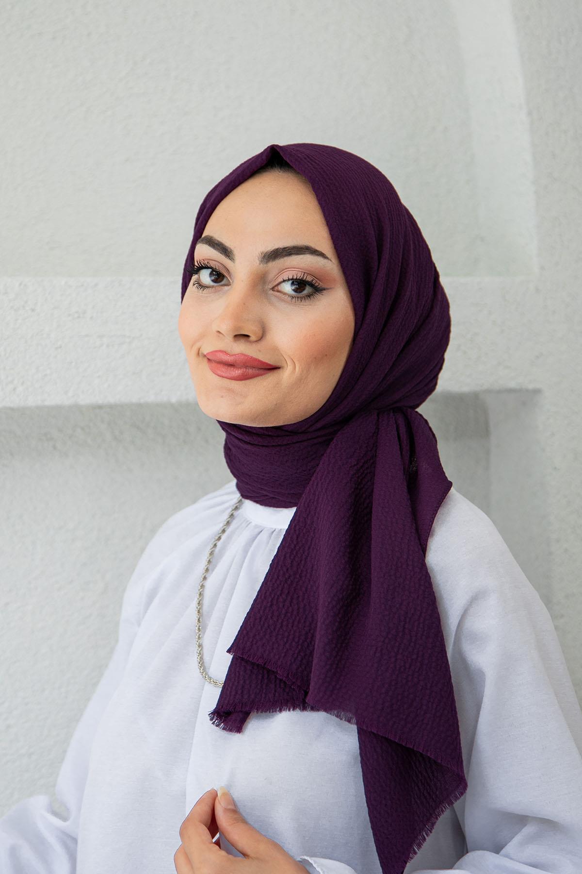Mio Bürümcük Tesettür Şal Modeli-Mor