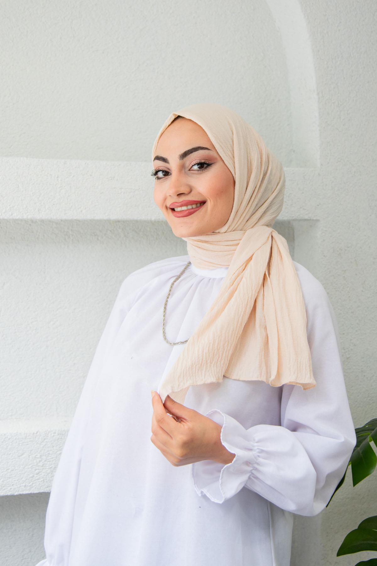 Mio Bürümcük Tesettür Şal Modeli-Somon
