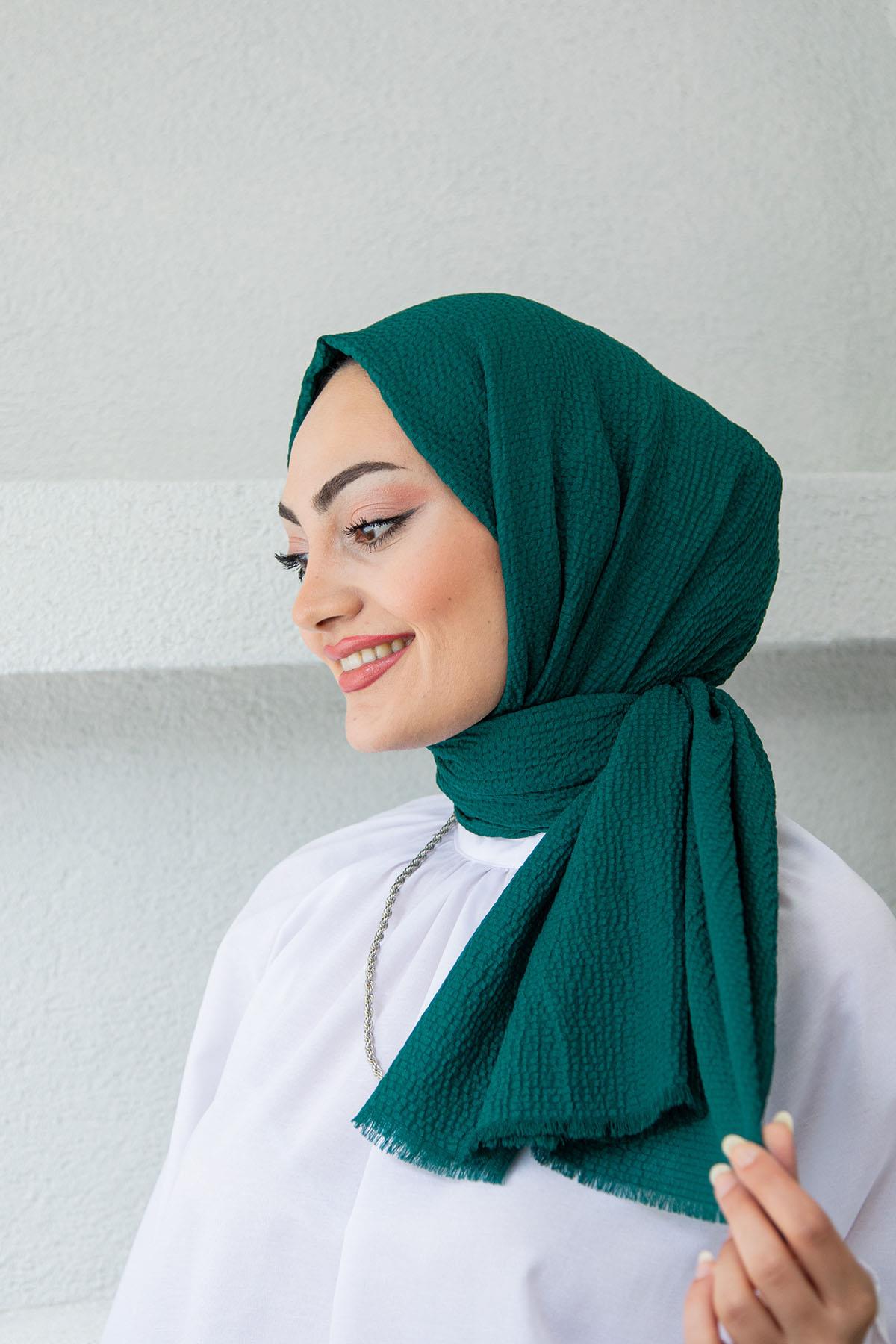 Mio Bürümcük Tesettür Şal Modeli-Zümrüt