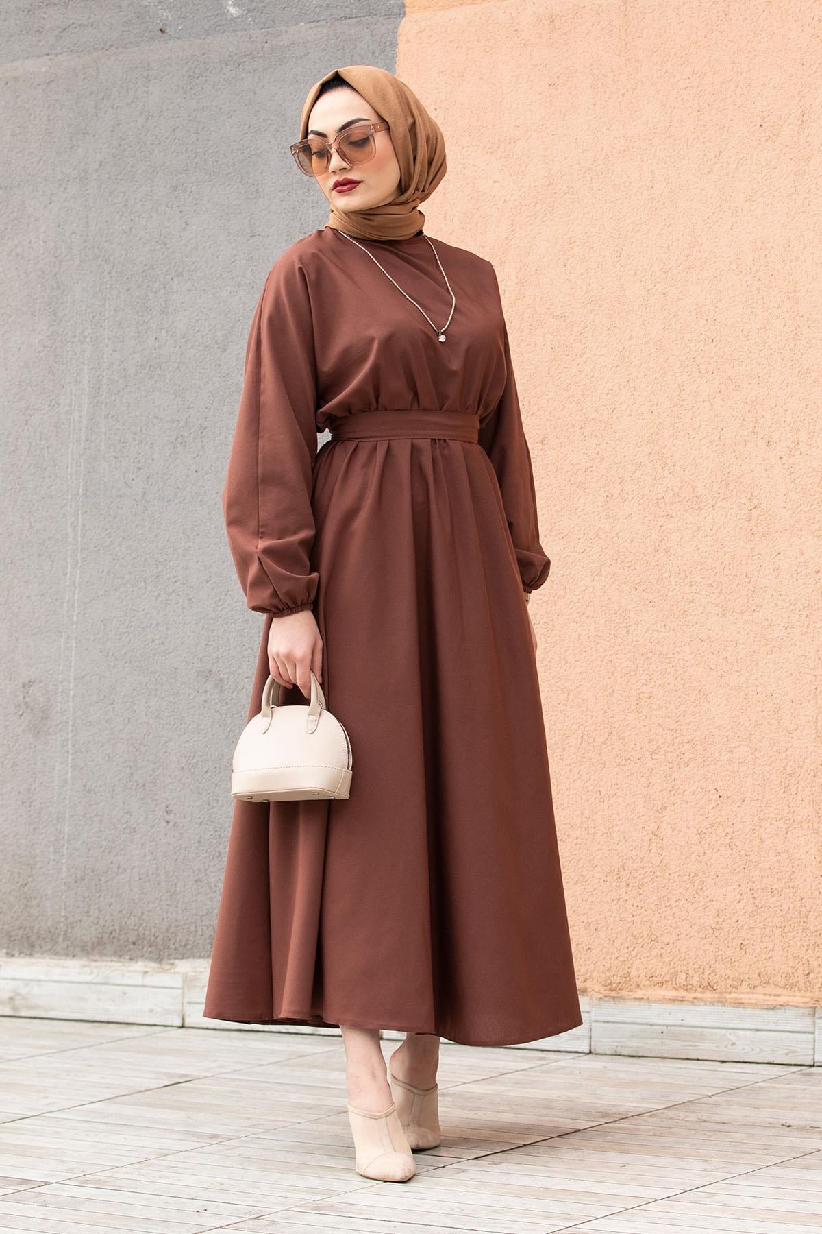 Pamuk Cotton Mevlana Elbise-Kahve