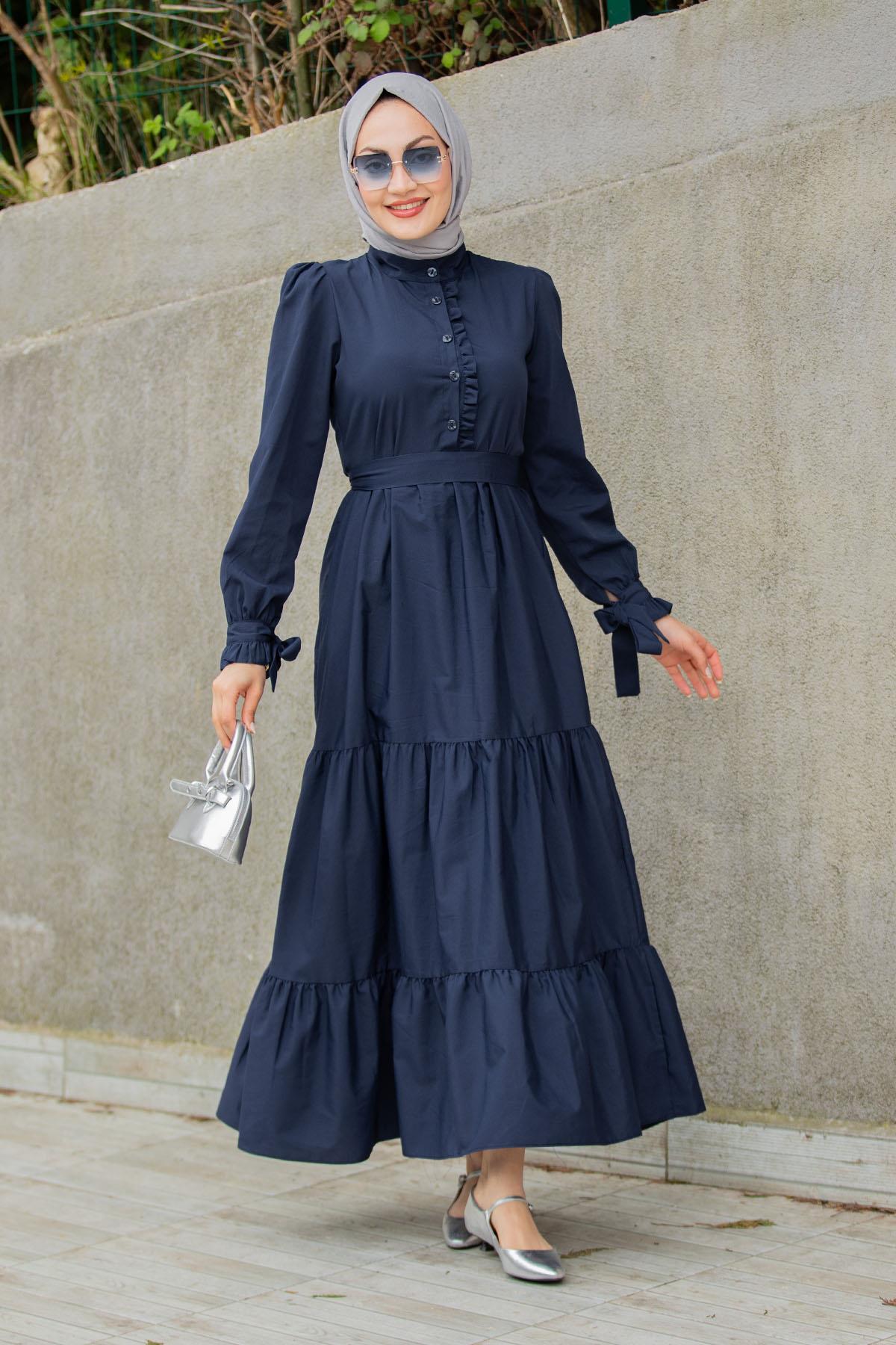 Pins Fırfırlı Pamuk Cotton Elbise-Laci