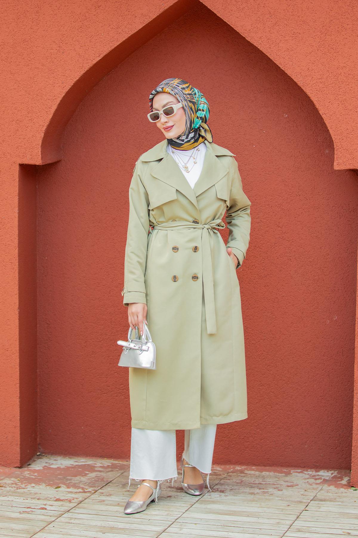 Rodi Uzun Astarlı Trençkot-Mint