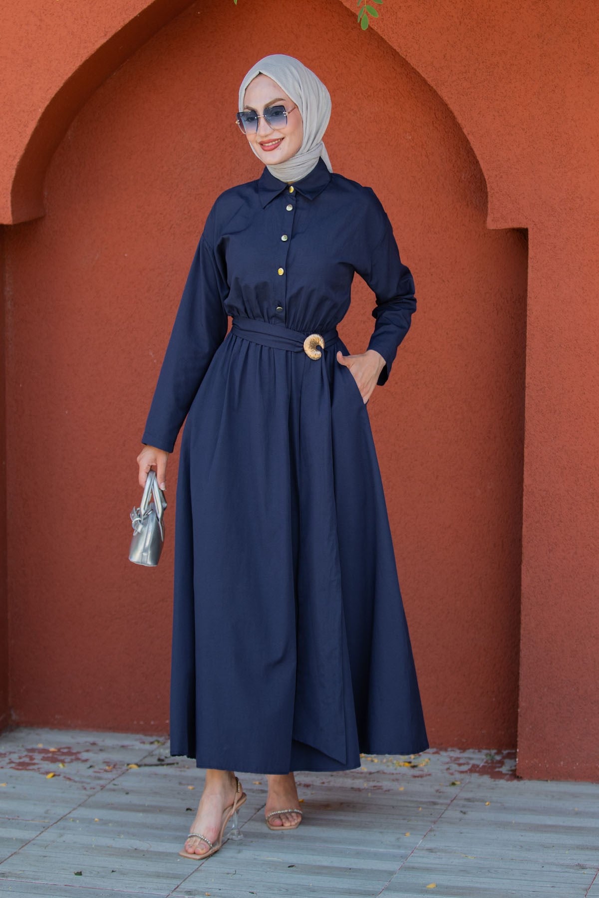 Seah Kemerli Pamuk Cotton Elbise-Laci