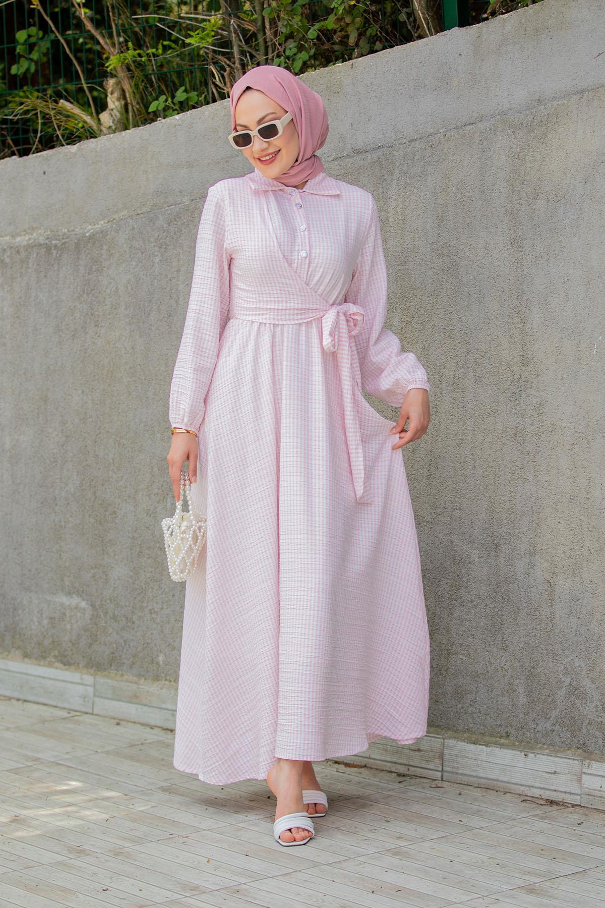 Tina Pitikareli Bağlamalı Elbise-Pembe