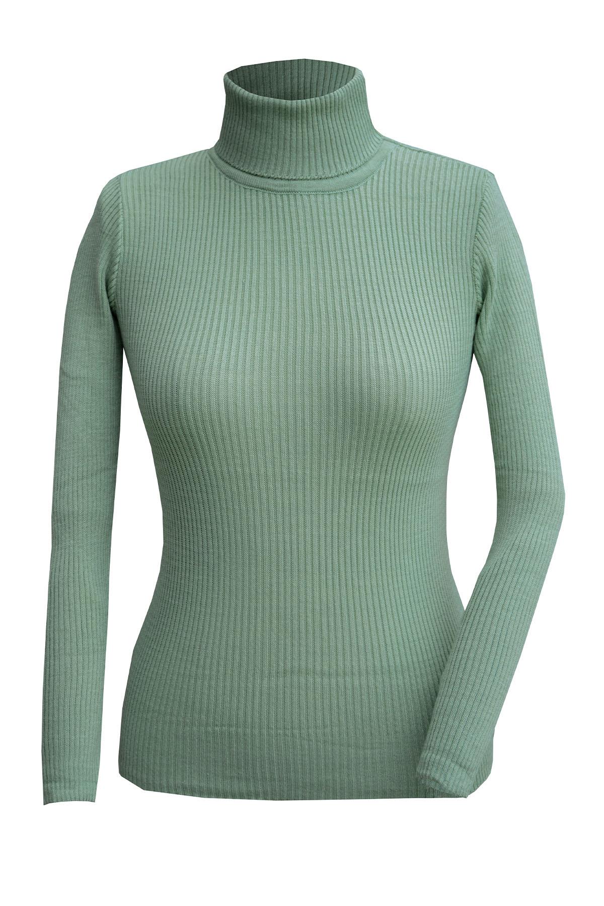 Triko Lycralı Balıkçı Yaka Body Kazak-Mint