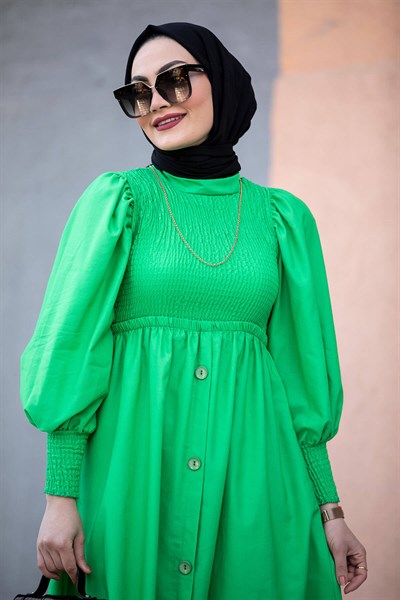Ella Gipeli Cotton Elbise-Yeşil