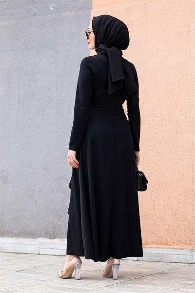 Fulya Zincir Detaylı Özel Gün Elbisesi-Siyah