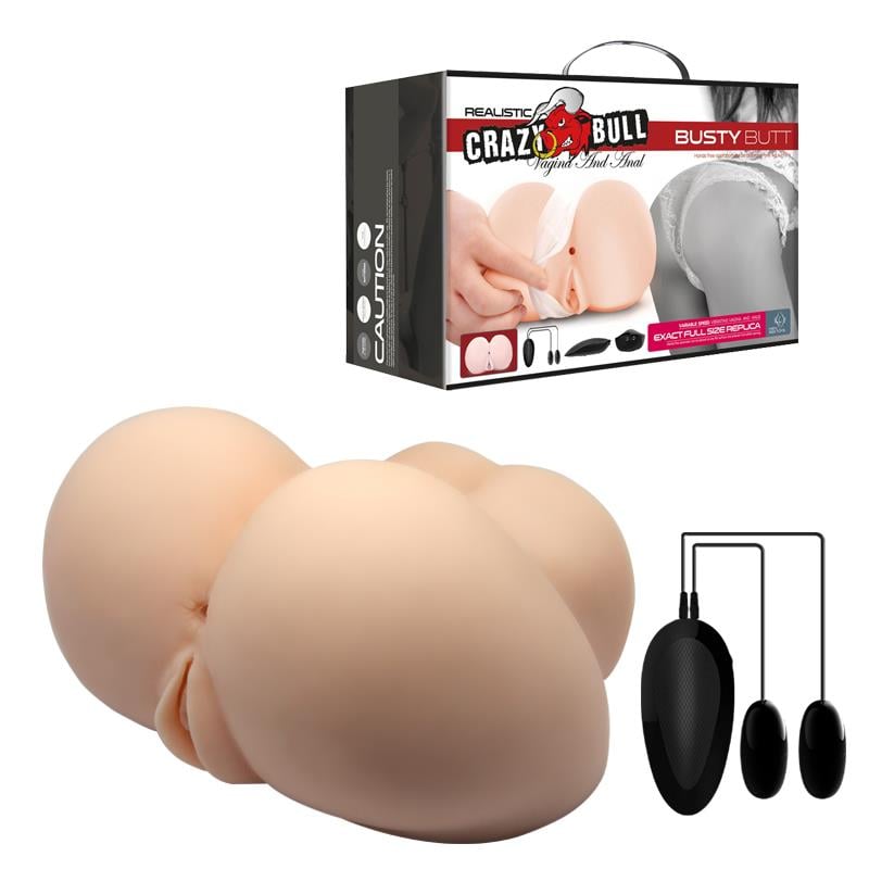Busty 2 İşlevli Çift Titreşimli Realistik Bayan Kalça Vajina Anüs