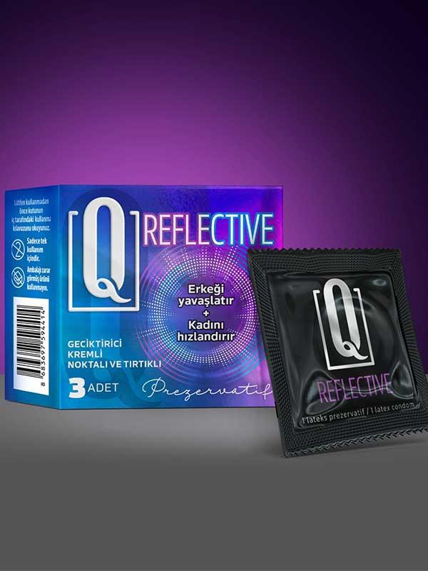 Q Reflective 3'Lü Geciktiricili Ve Tırtıklı Prezervatif