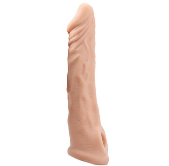 Ucu Dolgulu Realistik 18 Cm Uzatmalı Penis Kılıfı