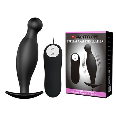 12 Titreşimli Kumandalı Anal Vibratör Zenci Anal Plug Stimülatör