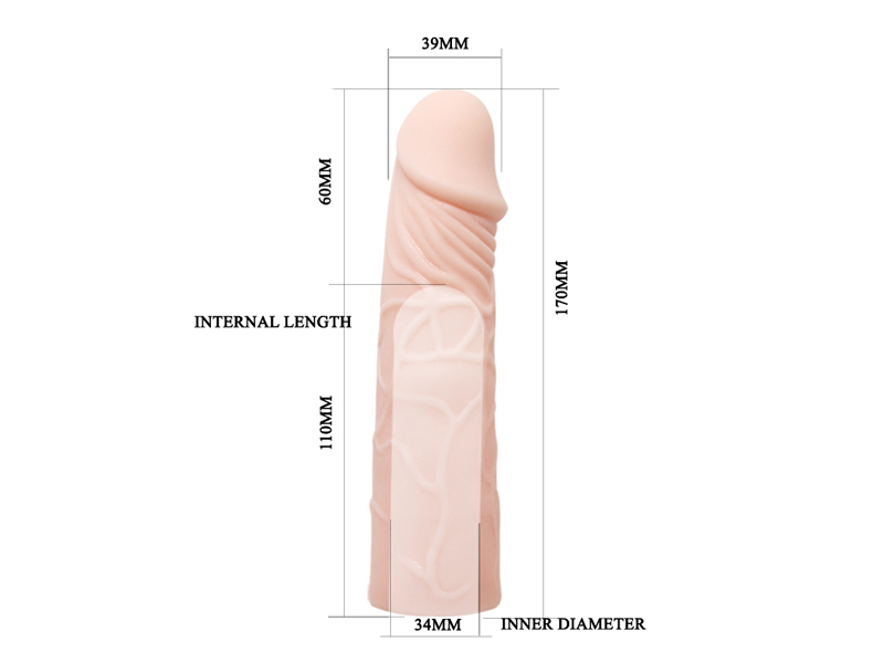 Big Men 6 Cm Dolgulu Realistik Penis Kılıfı Uzatmalı