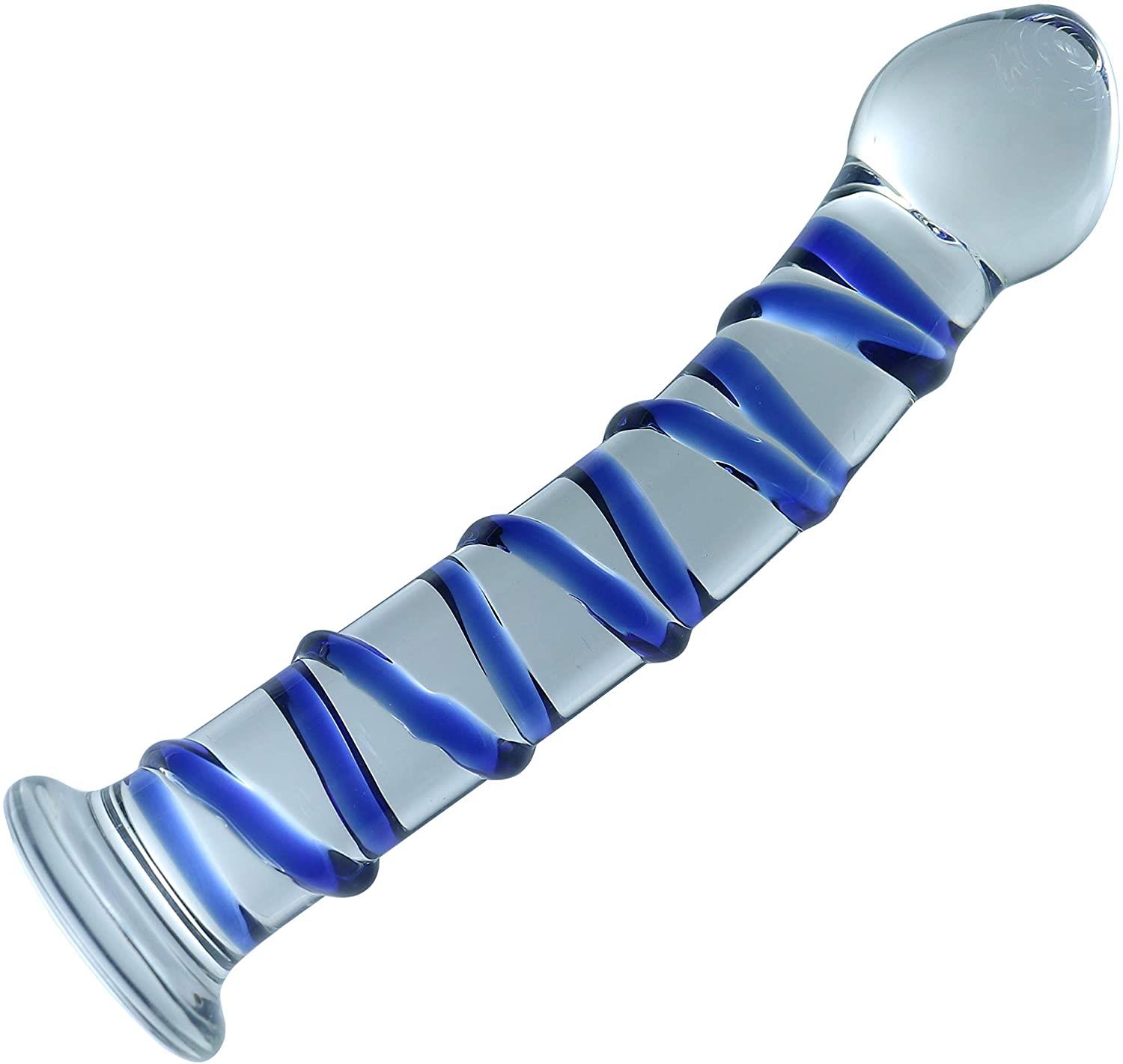 Cam Dildo Mavi Burgulu