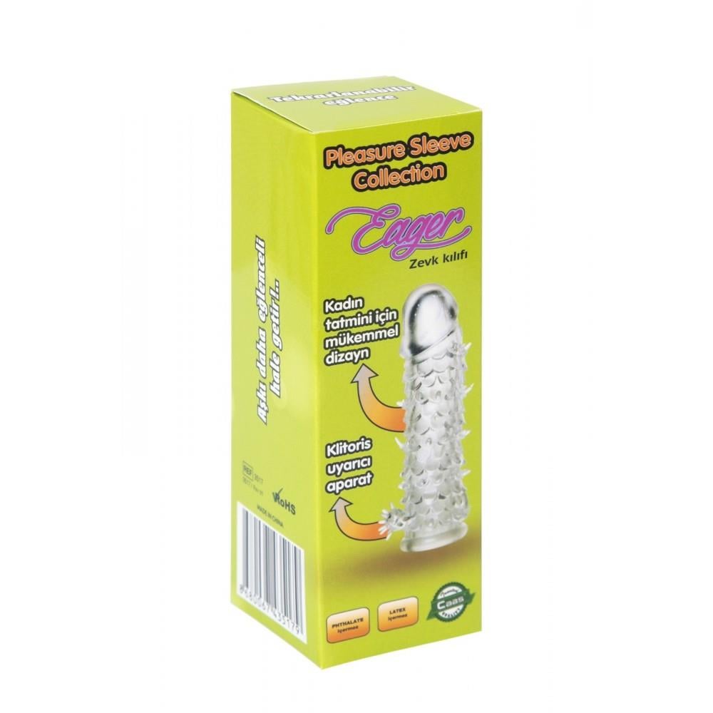 Eager Klitoris Uyarıcılı Tırtıklı Penis Kılıfı