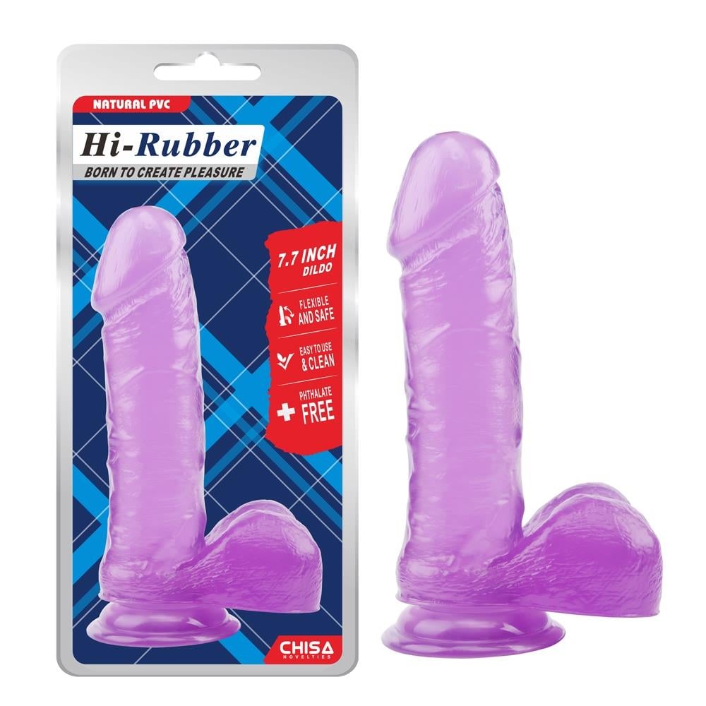 Hi-Rubber Şeffaf Jel Dildo - 19.5cm Mor