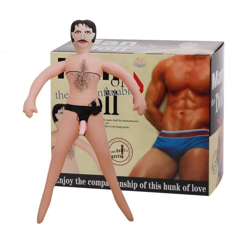 Man Doll Saçlı Titreşimli 19 Cm Penisli Şişme Erkek Manken Bebek