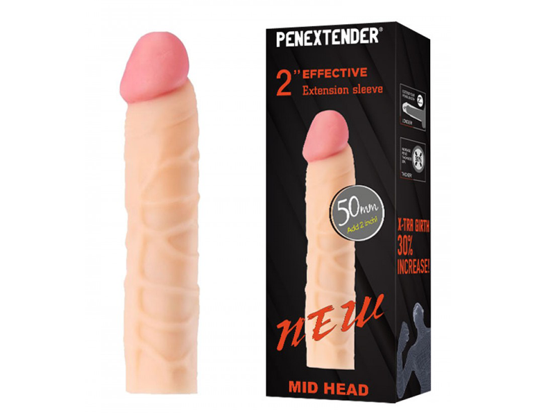Penextender Mid Head 50mm Dolgulu Penis Kılıfı