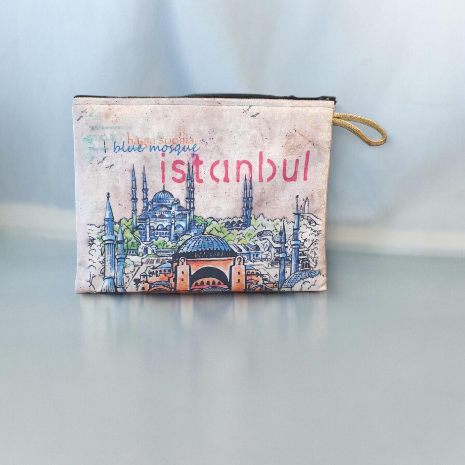 30x22,5 Cm İstanbul  Desenli (Desen Seçenekli) Kadife Cüzdan