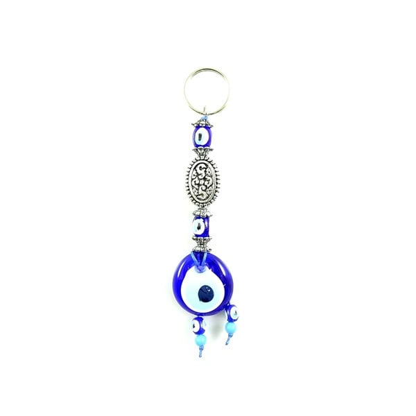 Evil Eye Metal Keychain with Beads