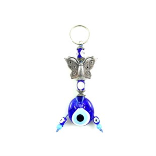 Evil Eye Metal Keychain with Beads
