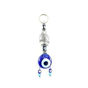 Evil Eye Metal Keychain with Beads