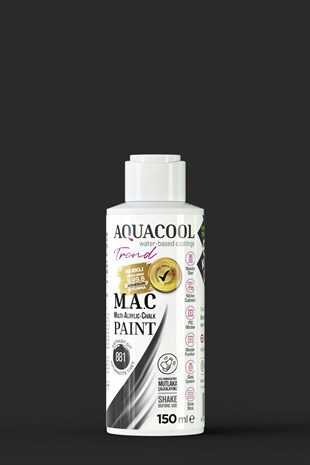 Aquacool Trend M.A.C Su Bazlı Akrilik Hobi Boyası 881 Antrasit Gri