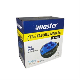 Master Mini Kablolu Makara 4'lü 5 Metre 3x1,5mm 505401