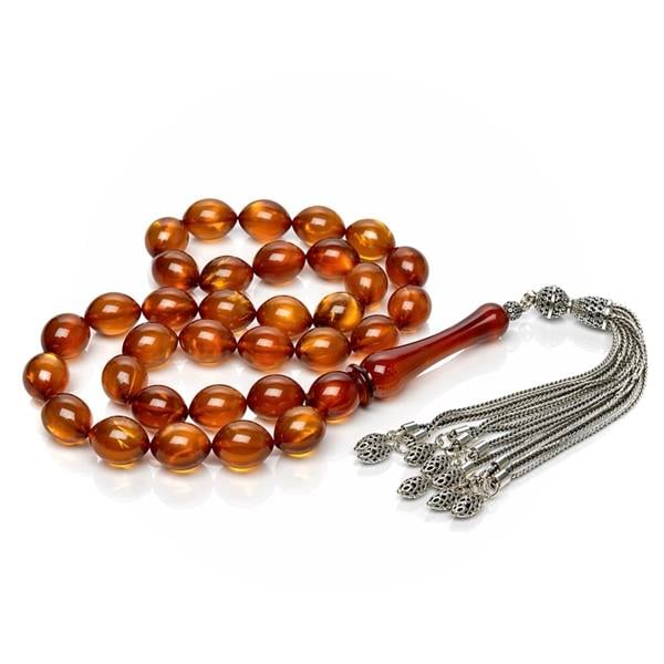 Beyzi Kesim Simli Sıkma Kehribar Tesbih