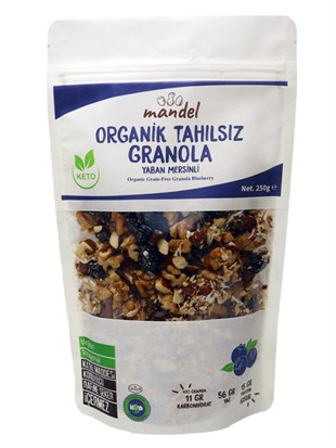 Mandel Organik Tahılsız Yaban Mersinli Granola 250 gr (Glutensiz, Ketojenik)