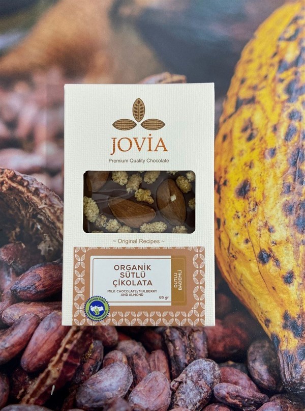 Jovia Organik Sütlü Çikolata - Dut & Badem 85 gr
