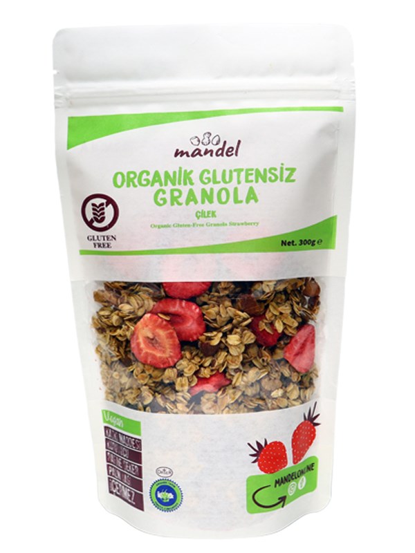 Mandel Organik Glutensiz Çilekli Granola 300 gr