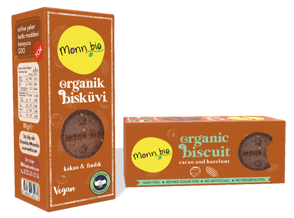 Monn Bio Organik Kakaolu Fındıklı Bisküvi 80 gr