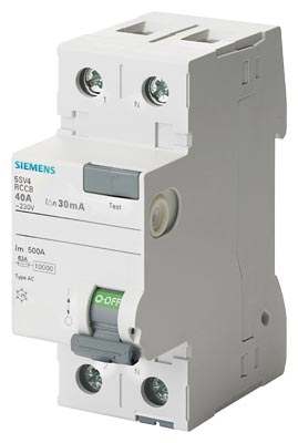 SiemensSiemens 5SV4616-0 Hata Akımı Koruma Anahtarı-Fı (Kaçak Akım Koruma Rölesi); 63A; 230V; 300Ma; Monofaze; Faz+Nötr; 70Mm