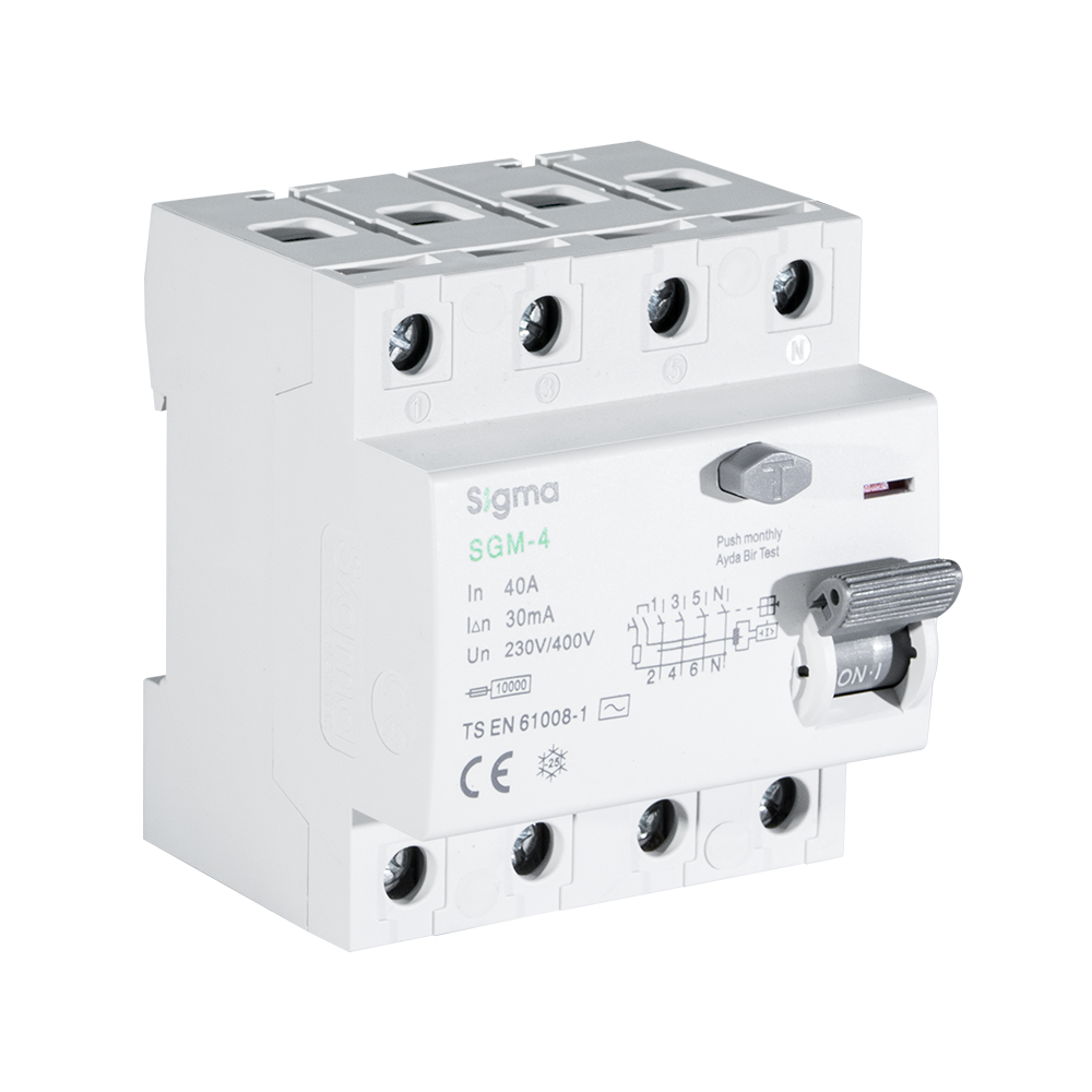 SigmaSigma SGM 4P 30mA 10 kA 80A Kaçak Akım Koruma Rölesi