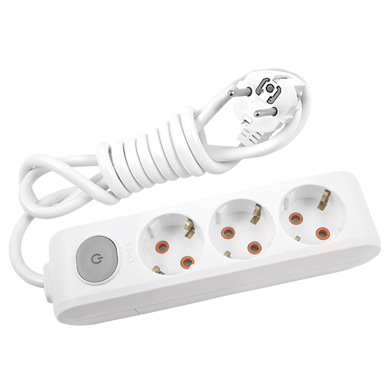 VikoViko Multi-let Üçlü Grup Priz Anahtarlı Topraklı Kablolu Çocuk Korumalı 3 Mt