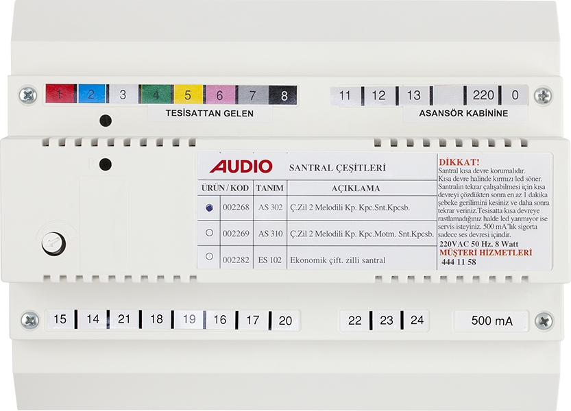 AudioAudio 002268 AS 302 Kapıcılı Çift Zilli 2 Melodili Santral