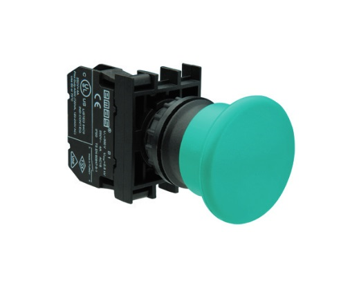 EmasEmas B100MY B Serisi Plastik 1NO Yaylı 40 mm Mantar Yeşil 22 mm Buton
