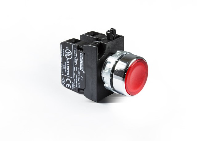 EmasEmas CM102DK CM Serisi Metal 1NO+1NC Yaylı Düz Kırmızı 22 mm Buton