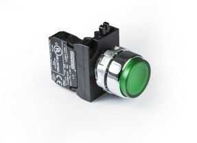 EmasEmas CP190DY CP Serisi Plastik LEDli 1NO 12-30V AC/DC Yaylı Düz Yeşil 22 mm Buton