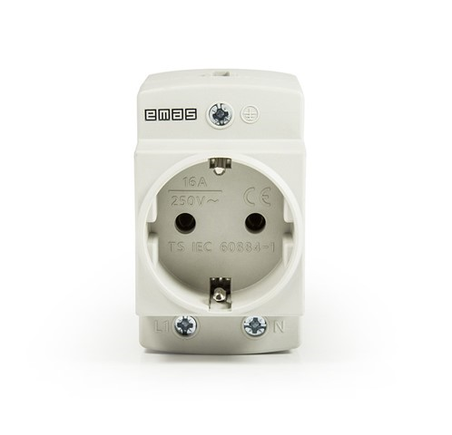 EmasEmas EPREU2GL 2P+E Ray Tipi Priz 16A Gri LED li