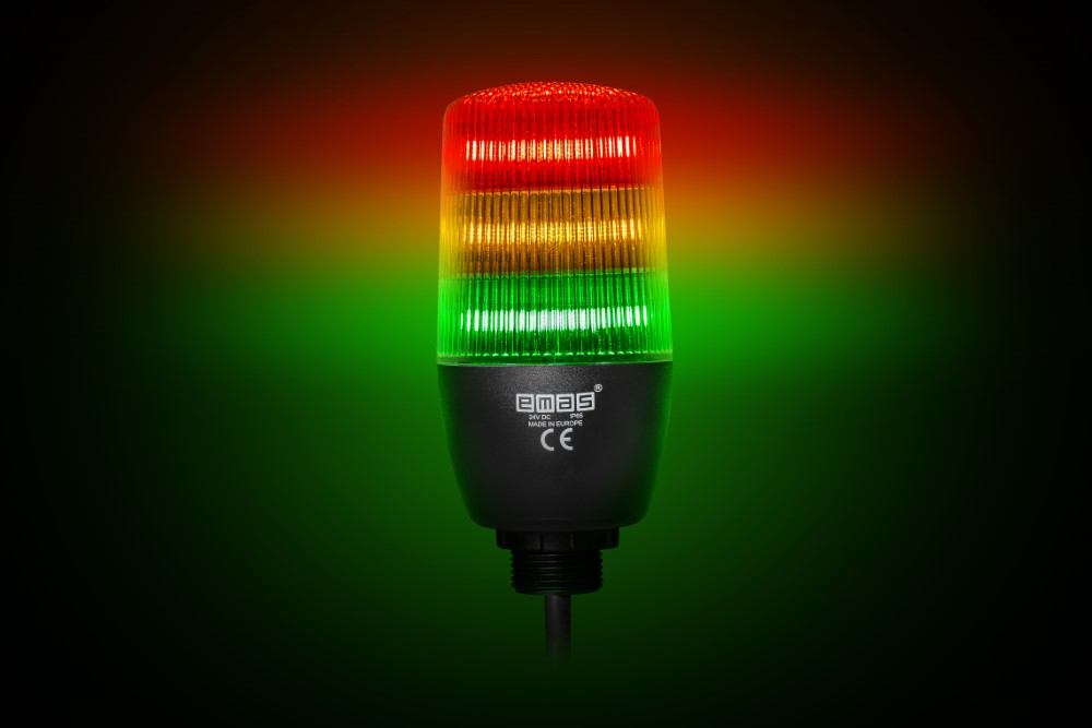 EmasEmas IF5T024ZM05 IF Serisi Üç Katlı 24V AC/DC Buzzerlı Sabit Anahtar Kontrollü M22 Vidalı LED İkaz 55mm