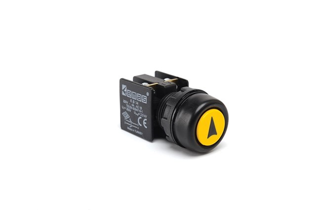 EmasEmas KB14RSO KB Serisi Plastik 1NO+1NC Yaylı Etanj Sarı (Ok) İşaretli 22 mm Buton