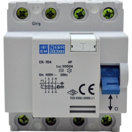 EsemEsem EK-834 4P 6 kA 300 mA 63 A Kaçak Akım Koruma Rölesi