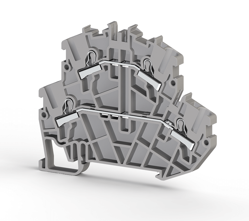 KlemsanKlemsan 307179 PYK 2,5-2F Gri 2,5mm², Pratik Yay bağlantılı, 2 katlı 1 giriş 1 çıkış klemens, Yalıtım malzemesi PA, Gri