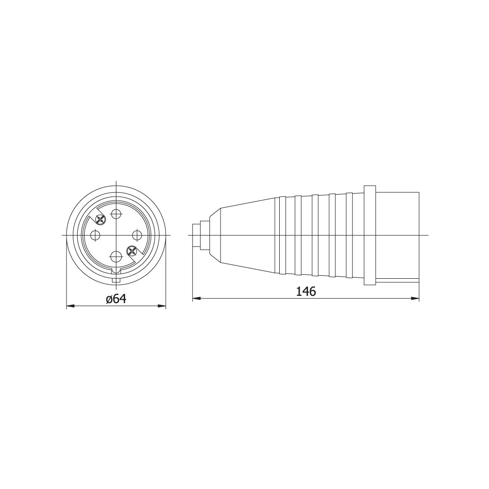 Mete EnerjiMete 3x32A. Kauçuk Düz Fiş