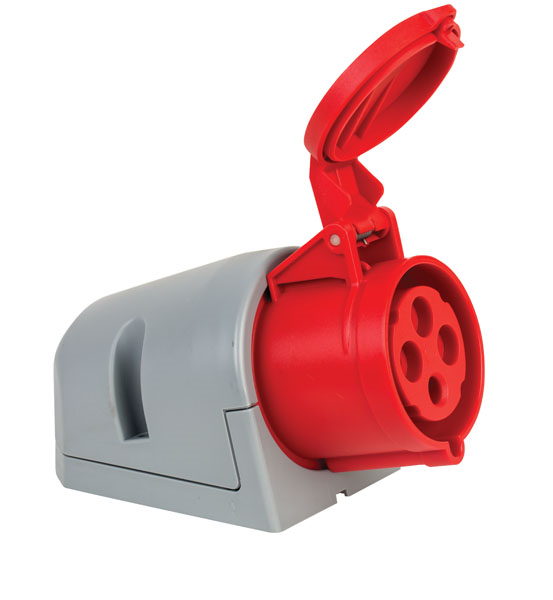 Mete EnerjiMete 4X32A. IP44 Duvar Prizi Eğik Gövdeli 3P+E