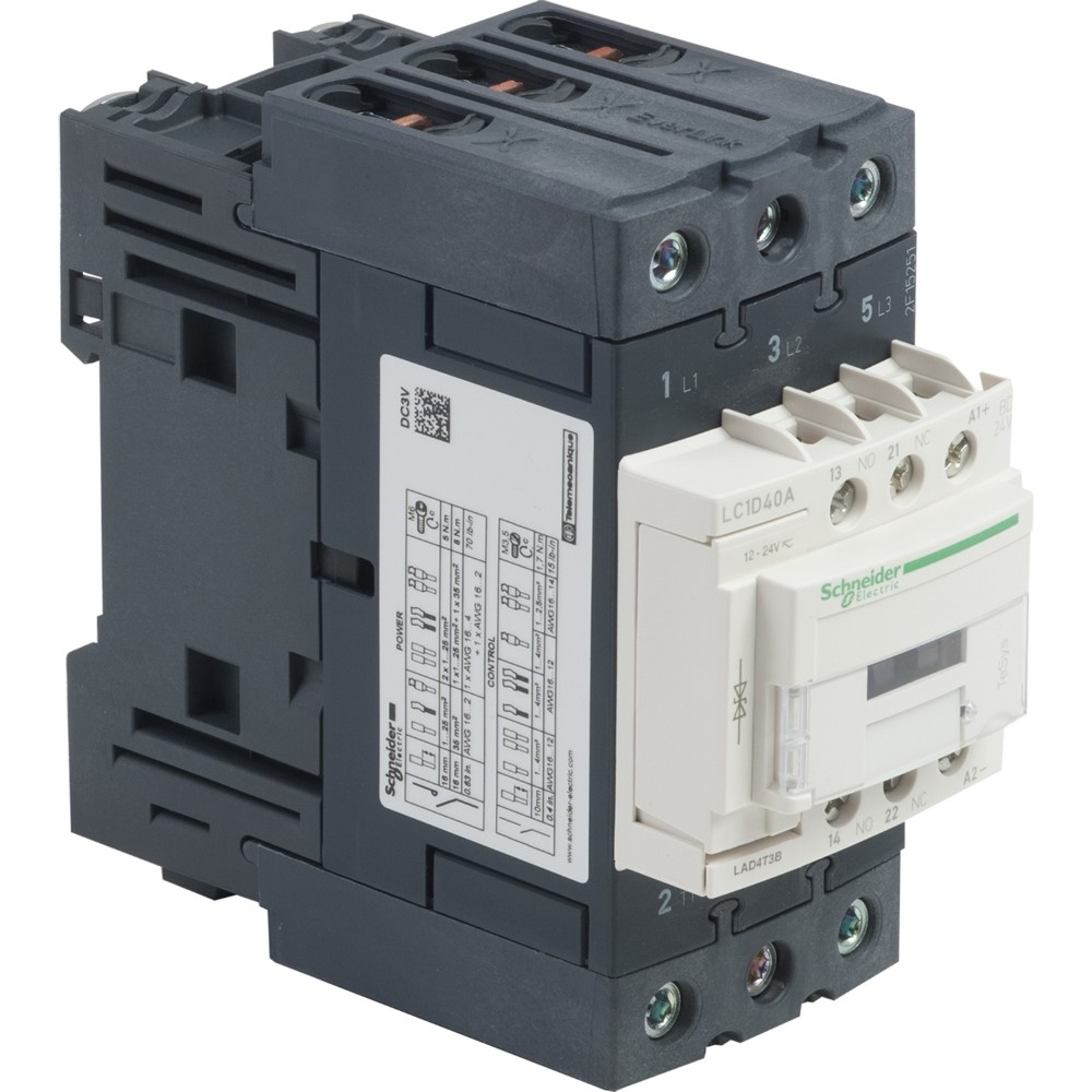 SchneiderSchneider LC1D40ABD Tesys D Kontaktör - 3P(3 Na) - Ac-3 - <= 440 V 40 A - 24 V Dc Standart Bobin
