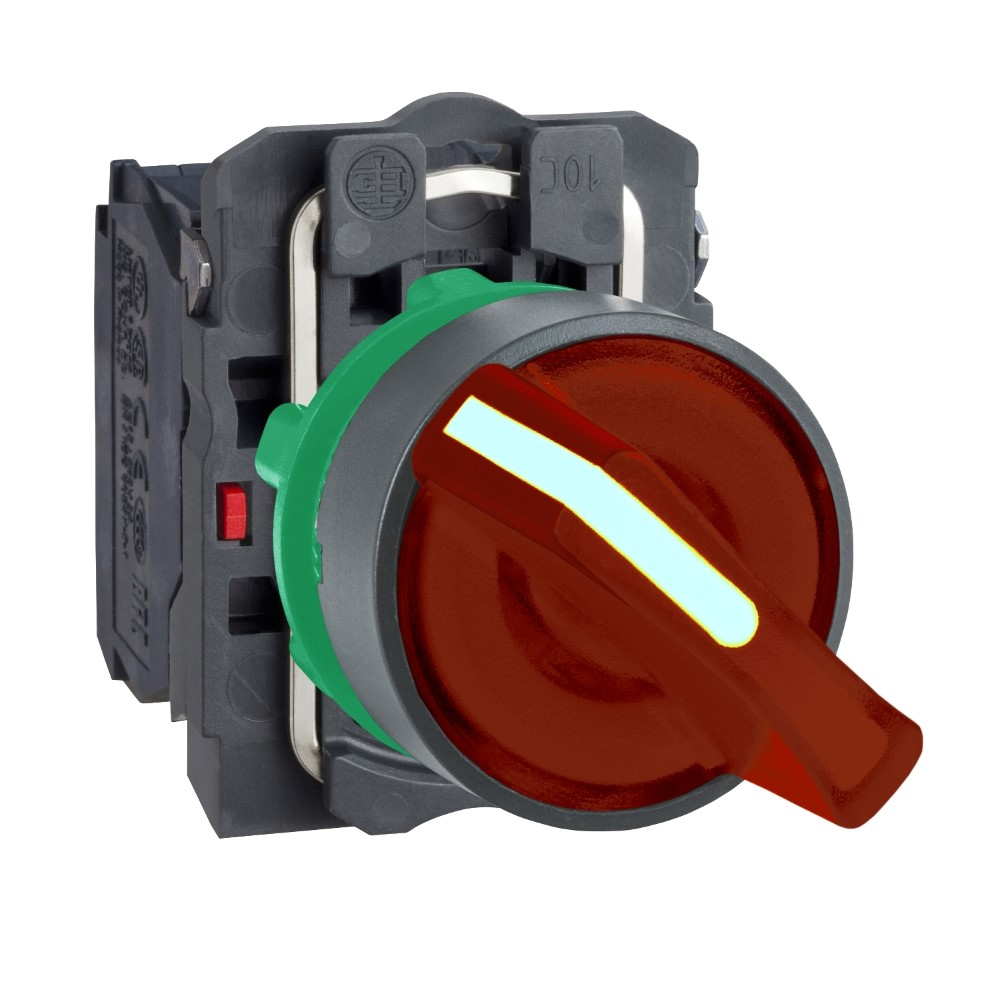 SchneiderSchneider XB5AK124B5 Kırmızı Eksiksiz Işıklı Mandal Buton Ø22 2 Konumlu Sabit 1Na+1Nk 24V