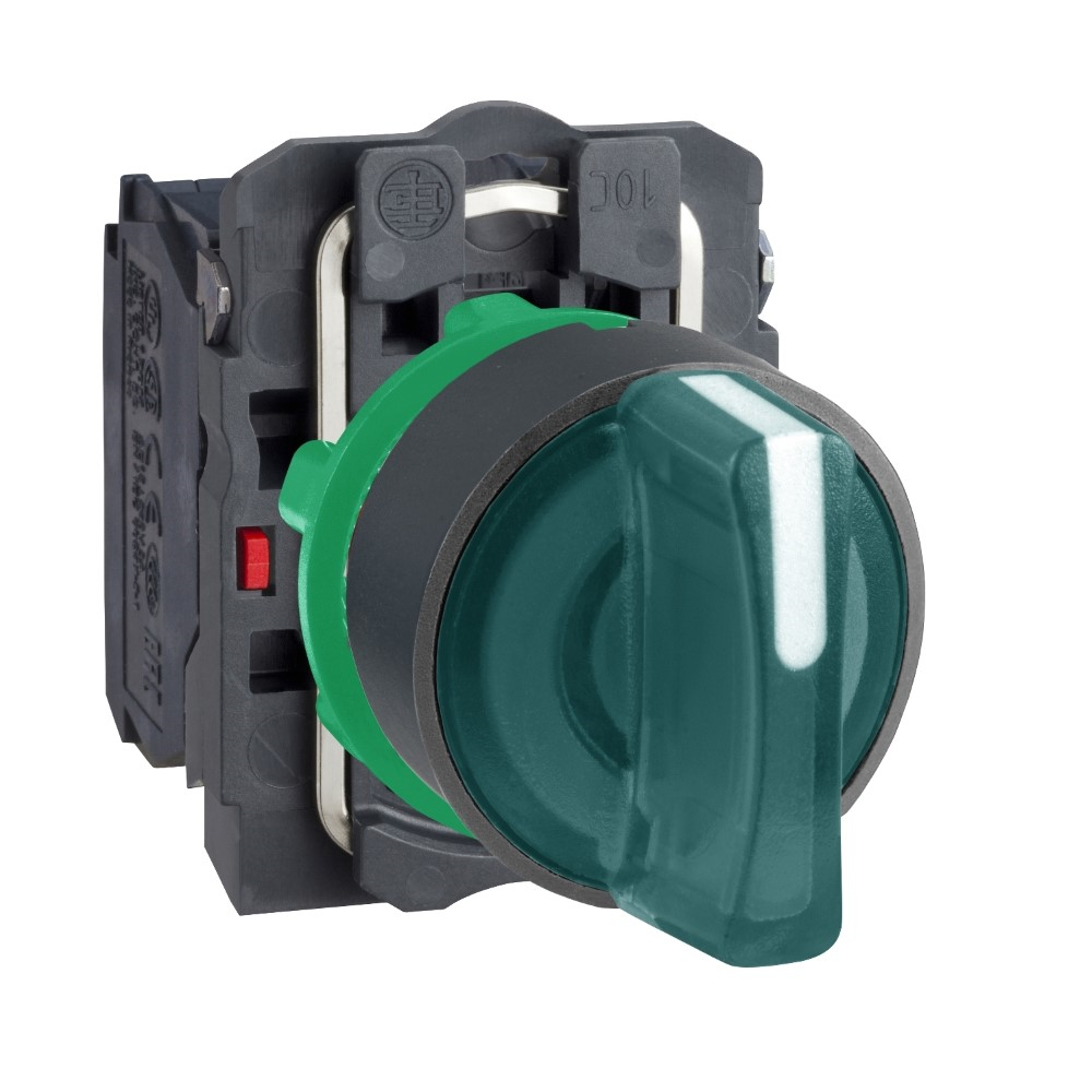 SchneiderSchneider XB5AK133B5 Yeşil Eksiksiz Işıklı Mandal Buton Ø22 3 Konumlu Sabit 1Na+1Nk 24V