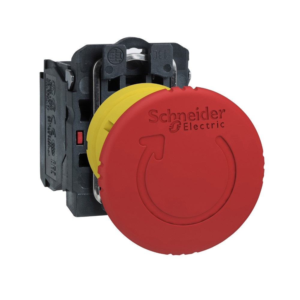 SchneiderSchneider XB5AS8442 Kırmızı Ø40 Acil Kapatma Buton Ø22 Mandallama Döndürülerek Serbest Bırakılan 1Nk